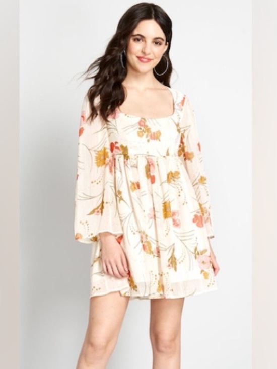 Modcloth Dresses & Skirts - ModCloth Boho Empire Waist Flowy Floral Baby Doll Dress Bell Sleeves Size 12